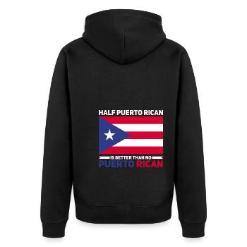 Puerto Rico | Puerto Ricaner Flagge Geschenkideen - Unisex Premium Bio Zip Hoodie - Schwarz - Hinten - Nico (187cm)
