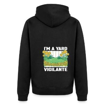Landschaftsgärtner - Unisex Premium Bio Zip Hoodie - Schwarz - Hinten - Nico (187cm)