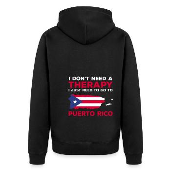 Puerto Rico Flagge | Puerto Ricaner Geschenkideen - Unisex Premium Bio Zip Hoodie - Schwarz - Hinten - Nico (187cm)