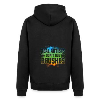Acrylgießen - Unisex Premium Bio Zip Hoodie - Schwarz - Hinten - Nico (187cm)