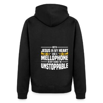 Mellophon Spieler | Musik Marschmusik Geschenkidee - Unisex Premium Bio Zip Hoodie - Schwarz - Hinten - Nico (187cm)
