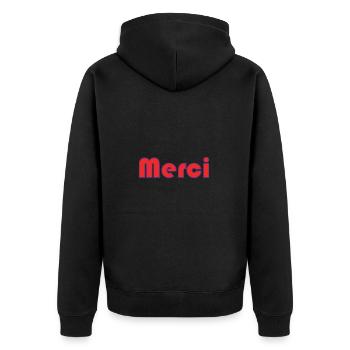 MERCI. MAÎTRESSE. MAÎTRE. MERCI MAÎTRESSE - Veste à capuche bio Premium Unisexe - noir - Dos - Nico (187cm)