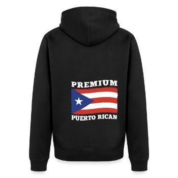 Puerto Rico Flagge | Puerto Ricaner Geschenkideen - Unisex Premium Bio Zip Hoodie - Schwarz - Hinten - Nico (187cm)
