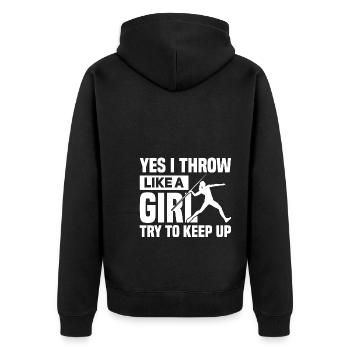 Javelin throwing gifts | Javelin Thrower Sports Athlete - Unisex Premium Organic Zip Hoodie - black - Back - Nico (187cm)
