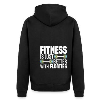Wassergymnastik - Unisex Premium Bio Zip Hoodie - Schwarz - Hinten - Nico (187cm)