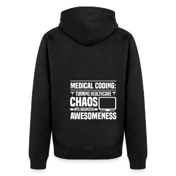 Klinischer Kodierer - Unisex Premium Bio Zip Hoodie - Schwarz - Hinten - Nico (187cm)