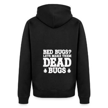 Schädlingsbekämpfung - Unisex Premium Bio Zip Hoodie - Schwarz - Hinten - Nico (187cm)