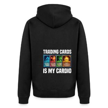 Trading karten - Unisex Premium Bio Zip Hoodie - Schwarz - Hinten - Nico (187cm)