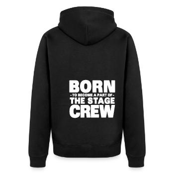 Bühnentechnik Geschenke | Bühnentechniker Stage - Unisex Premium Bio Zip Hoodie - Schwarz - Hinten - Nico (187cm)
