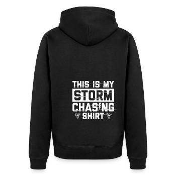 Sturm Spotter | Sturmjäger Sturmwarnungen Geschenk - Unisex Premium Bio Zip Hoodie - Schwarz - Hinten - Nico (187cm)