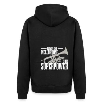 Mellophon - Unisex Premium Bio Zip Hoodie - Schwarz - Hinten - Nico (187cm)