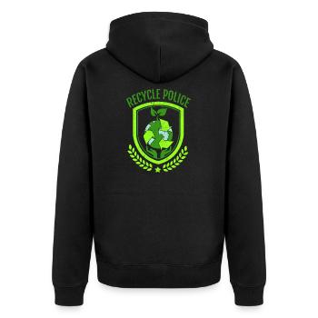 Recycling-Polizei Reduzieren Wiederverwendung Speichern Planet Planet Geschenk - Unisex Premium Bio Zip Hoodie - Schwarz - Hinten - Nico (187cm)