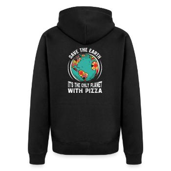 Rette die Erde, es ist der einzige Planet mit Pizza - Unisex Premium Bio Zip Hoodie - Schwarz - Hinten - Nico (187cm)