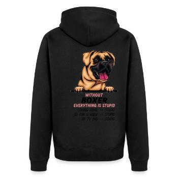 Ohne Boxer ist alles doof - Unisex Premium Bio Zip Hoodie - Schwarz - Hinten - Nico (187cm)