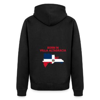 Dominikanische Republik - Unisex Premium Bio Zip Hoodie - Schwarz - Hinten - Nico (187cm)
