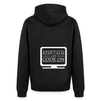 Klinischer Kodierer - Unisex Premium Bio Zip Hoodie - Schwarz - Hinten - Nico (187cm)