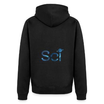 "Sci" Scicraft Server Merchandise - Unisex Premium Bio Zip Hoodie - Schwarz - Hinten - Nico (187cm)