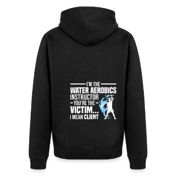 Wassergymnastik Geschenke | Water Aerobics Sport - Unisex Premium Bio Zip Hoodie - Schwarz - Hinten - Nico (187cm)