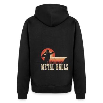 Kugelstoßen Leichtathletik | Sport Athlet Geschenk - Unisex Premium Bio Zip Hoodie - Schwarz - Hinten - Nico (187cm)