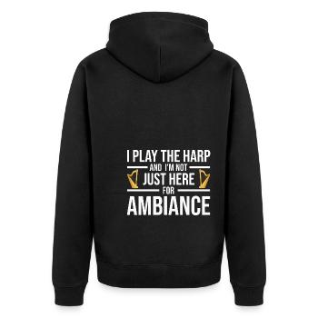 Harfe - Unisex Premium Bio Zip Hoodie - Schwarz - Hinten - Nico (187cm)
