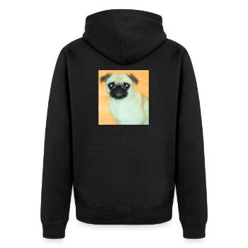 Niedlicher Mops mit Ausdrucksvollblick - Unisex Premium Bio Zip Hoodie - Schwarz - Hinten - Nico (187cm)