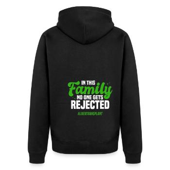 Leberempfänger - Unisex Premium Bio Zip Hoodie - Schwarz - Hinten - Nico (187cm)