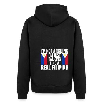 Philippinen - Unisex Premium Bio Zip Hoodie - Schwarz - Hinten - Nico (187cm)