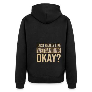 Autolackierer - Unisex Premium Bio Zip Hoodie - Schwarz - Hinten - Nico (187cm)