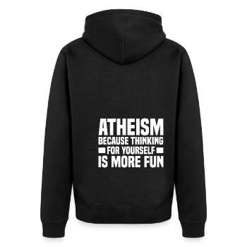 Atheismus Skeptiker Atheisten Atheist Wissenschaft - Unisex Premium Bio Zip Hoodie - Schwarz - Hinten - Nico (187cm)