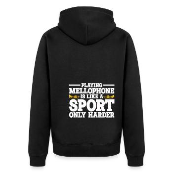 Mellophon - Unisex Premium Bio Zip Hoodie - Schwarz - Hinten - Nico (187cm)