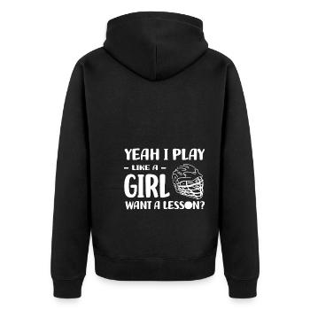 Lacrosse Sport | Lacrosse Player Team Gifts - Unisex Premium Organic Zip Hoodie - black - Back - Nico (187cm)
