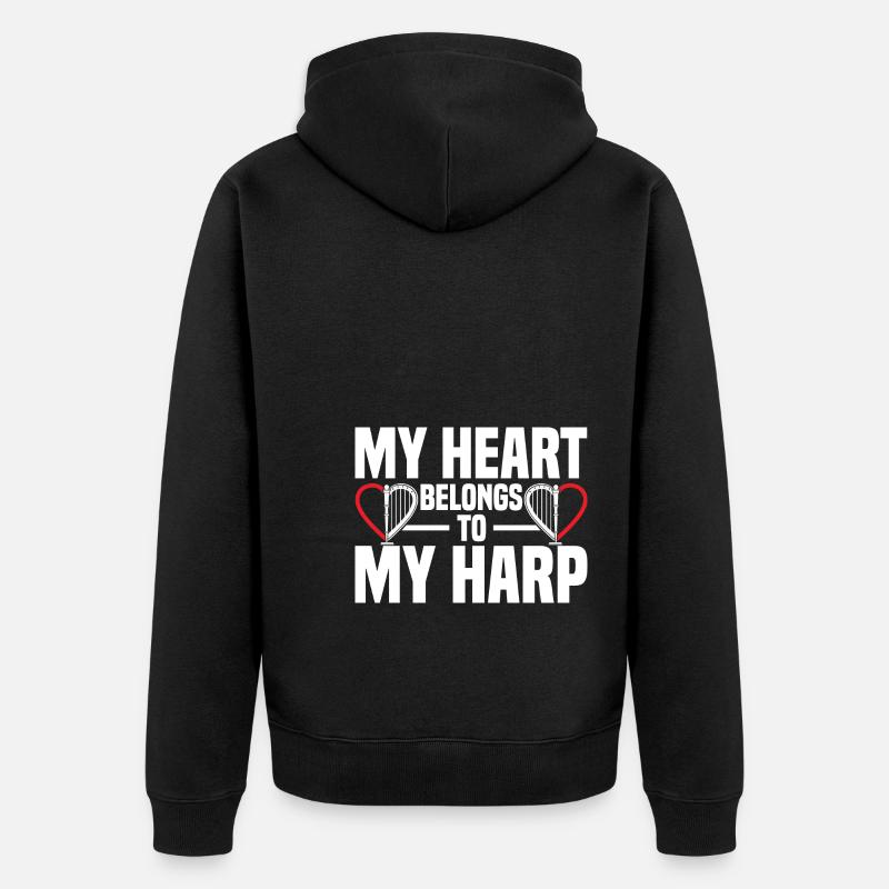 Harfenspieler - Unisex Premium Bio Zip Hoodie - Schwarz