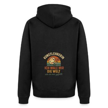 Kunstlehrerin Spruch Lehrer Schule Kreativ - Unisex Premium Bio Zip Hoodie - Schwarz - Hinten - Nico (187cm)