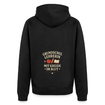 Grundschullehrerin Kreide Schule Lehrer Spruch - Unisex Premium Bio Zip Hoodie - Schwarz - Hinten - Nico (187cm)