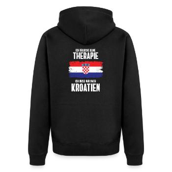 Therapie Kroatien Adria Urlaub Geschenk Sommer - Unisex Premium Bio Zip Hoodie - Schwarz - Hinten - Nico (187cm)