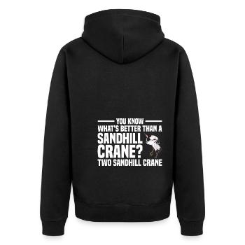 Kanadakranich | Kanadischer Kranich Vogel Geschenk - Unisex Premium Bio Zip Hoodie - Schwarz - Hinten - Nico (187cm)