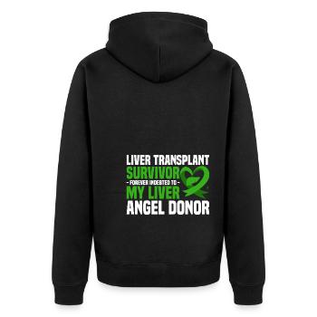 Leberempfänger - Unisex Premium Bio Zip Hoodie - Schwarz - Hinten - Nico (187cm)