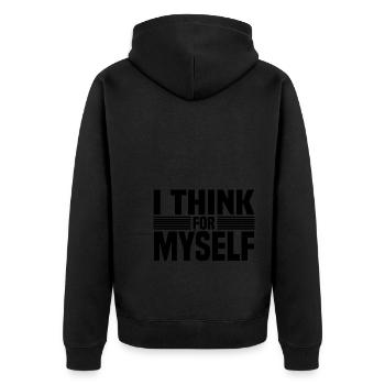 Atheismus Sprüche | Atheisten Atheist Geschenkidee - Unisex Premium Bio Zip Hoodie - Schwarz - Hinten - Nico (187cm)