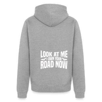 Kanadischer Kranich - Unisex Premium Bio Zip Hoodie - Grau meliert - Hinten - Nico (187cm)