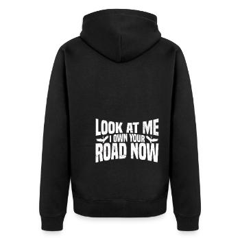 Kanadischer Kranich - Unisex Premium Bio Zip Hoodie - Schwarz - Hinten - Nico (187cm)