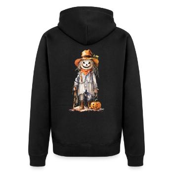 Autumnal Magical Scarecrow Halloween - Unisex Premium Organic Zip Hoodie - black - Back - Nico (187cm)