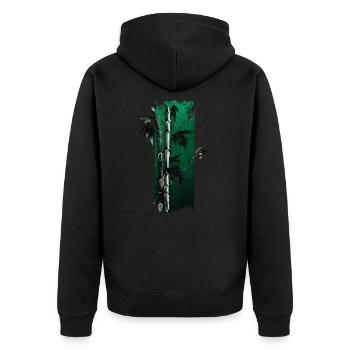 Bamboo Bliss: Elegance in Green - Unisex Premium Organic Zip Hoodie - black - Back - Nico (187cm)