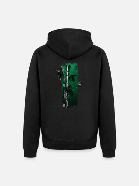 Bamboo Bliss: Elegance in Green - Unisex Premium Organic Zip Hoodie - black