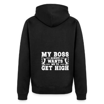 Industriekletterer Beruf | Turmbesteiger Geschenke - Unisex Premium Bio Zip Hoodie - Schwarz - Hinten - Nico (187cm)