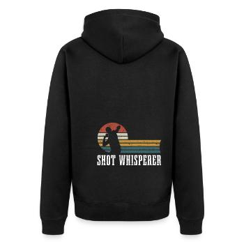 Kugelstoßen Leichtathletik | Sport Athlet Geschenk - Unisex Premium Bio Zip Hoodie - Schwarz - Hinten - Nico (187cm)