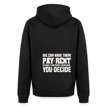 Schädlingsbekämpfer - Unisex Premium Bio Zip Hoodie - Schwarz - Hinten - Nico (187cm)