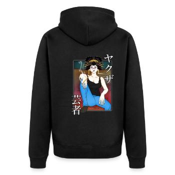 Geisha yakuza dans le canapé - Veste à capuche bio Premium Unisexe - noir - Dos - Nico (187cm)