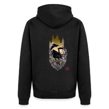 Medieval Dragon & Eltz Castle - Unisex Premium Organic Zip Hoodie - black - Back - Nico (187cm)