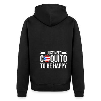 Puerto Rico Flagge | Puerto Ricaner Geschenkideen - Unisex Premium Bio Zip Hoodie - Schwarz - Hinten - Nico (187cm)
