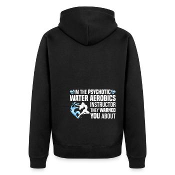 Wassergymnastik Geschenke | Water Aerobics Sport - Unisex Premium Bio Zip Hoodie - Schwarz - Hinten - Nico (187cm)